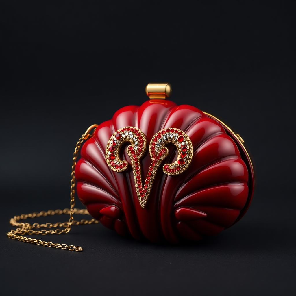 Aries Zodiac Hard-Case — Crimson shell with a crystal ram emblem