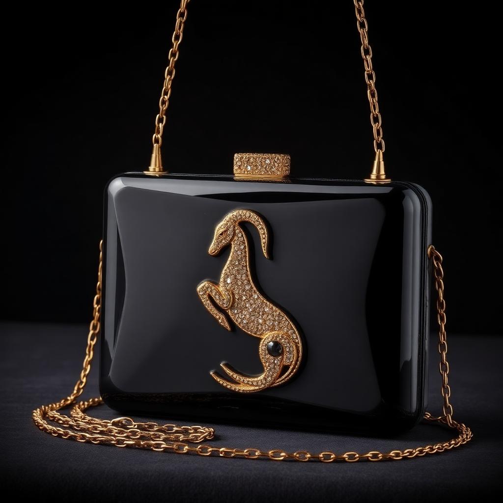 Capricorn Zodiac Hard-Case — Onyx black with a pavé sea-goat