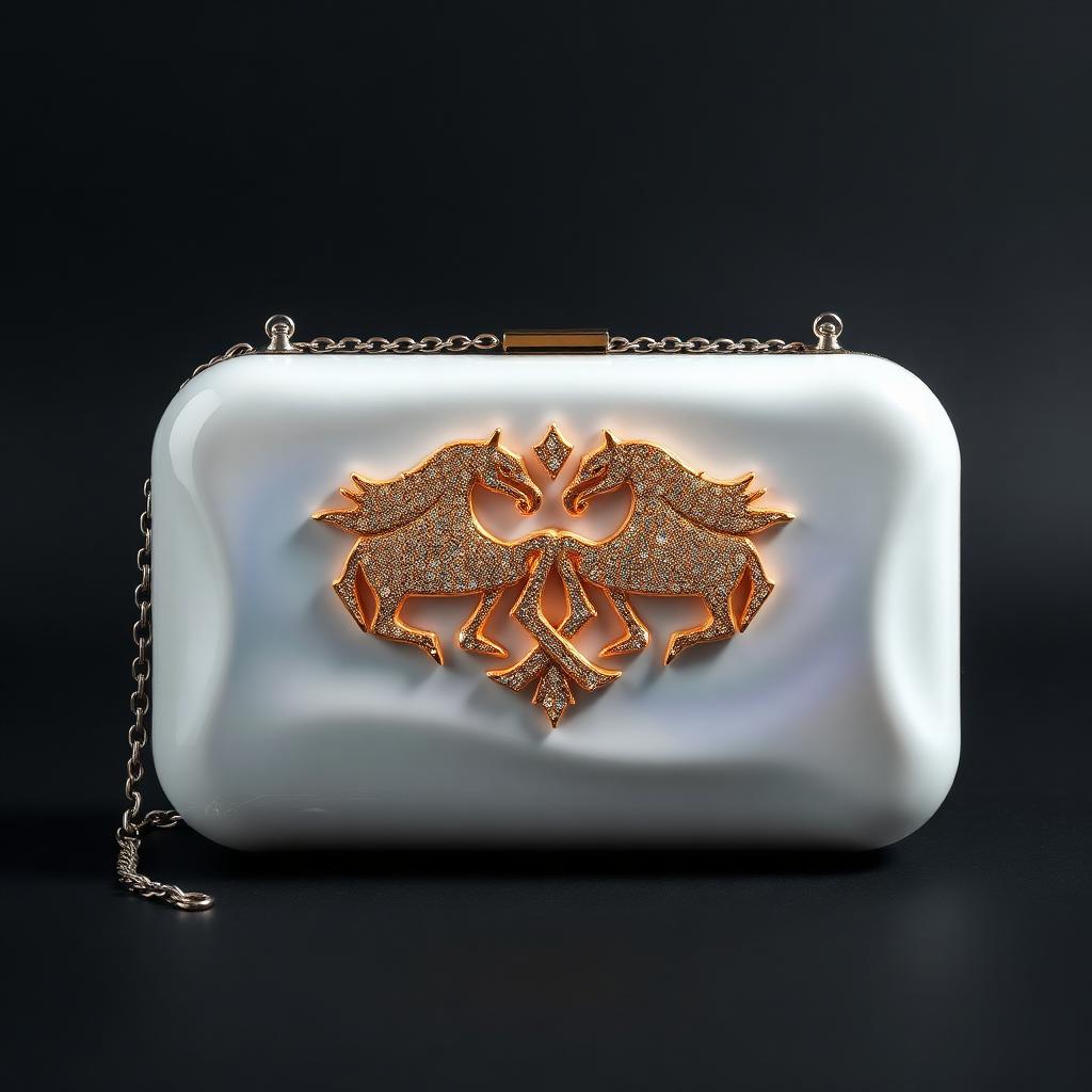 Gemini Zodiac Hard-Case — Pearl white shell, twin crystal figures