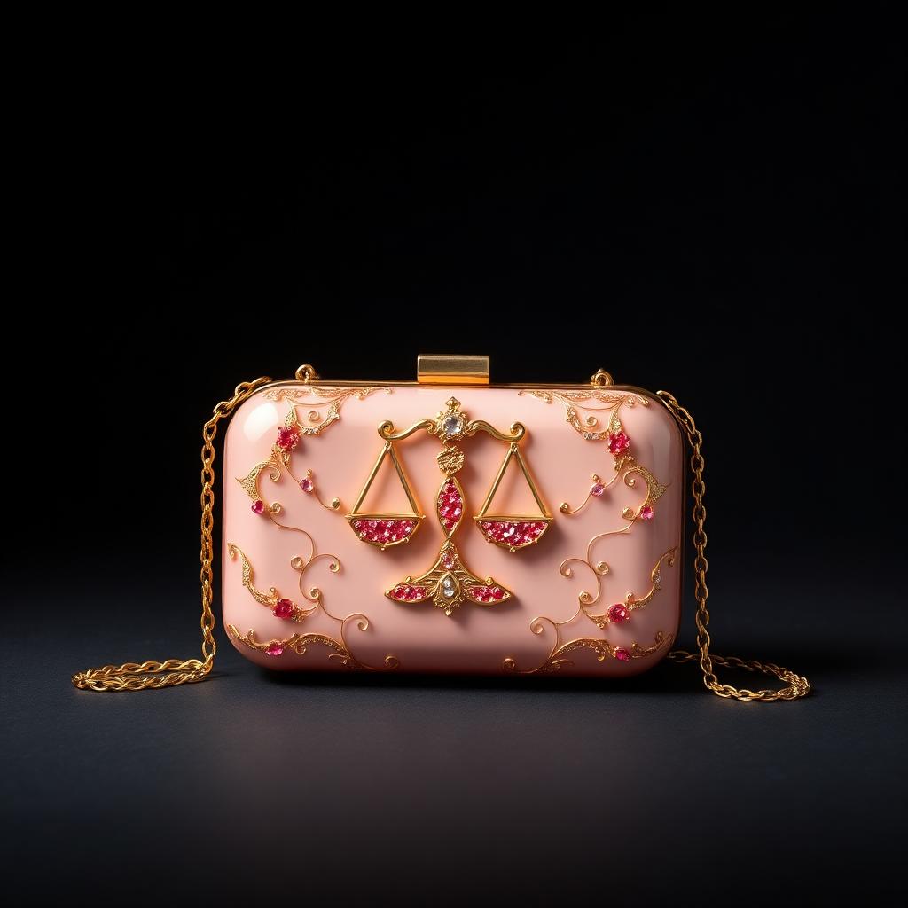 Libra Zodiac Hard-Case — Blush rose case with gilded scales
