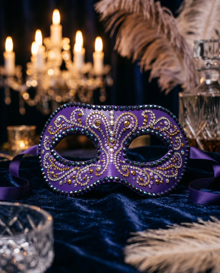 Midnight Purple Haze — Iridescent rhinestone swirls on deep violet