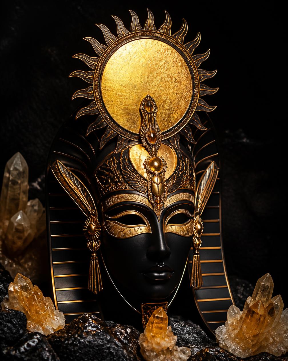 Ra — Solar God — Gold solar disc with raw citrine