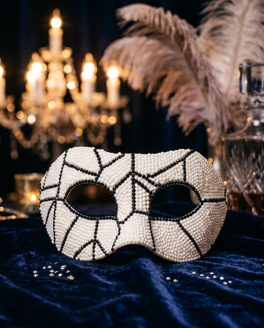 Widow's Lace — Ivory shell with a beaded spiderweb