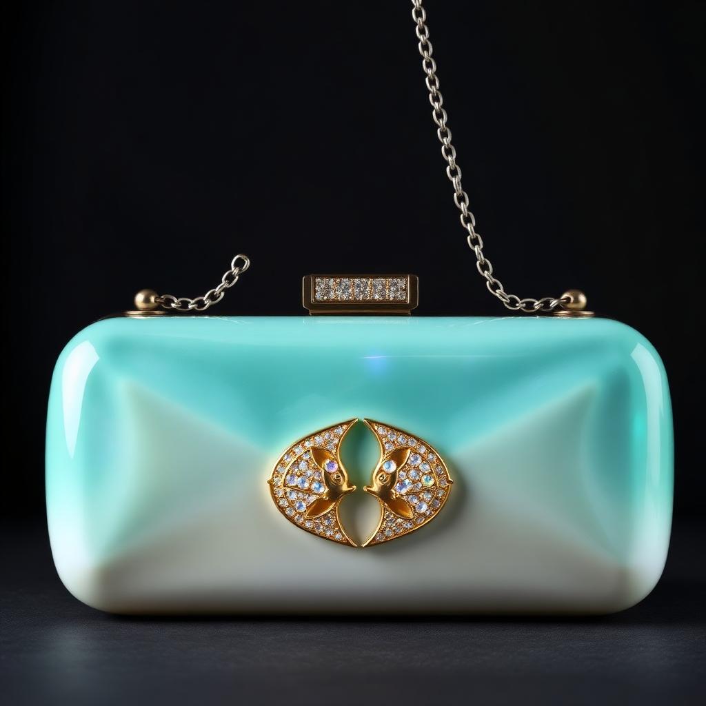 Pisces Zodiac Hard-Case — Seafoam pearl with twin opal fish